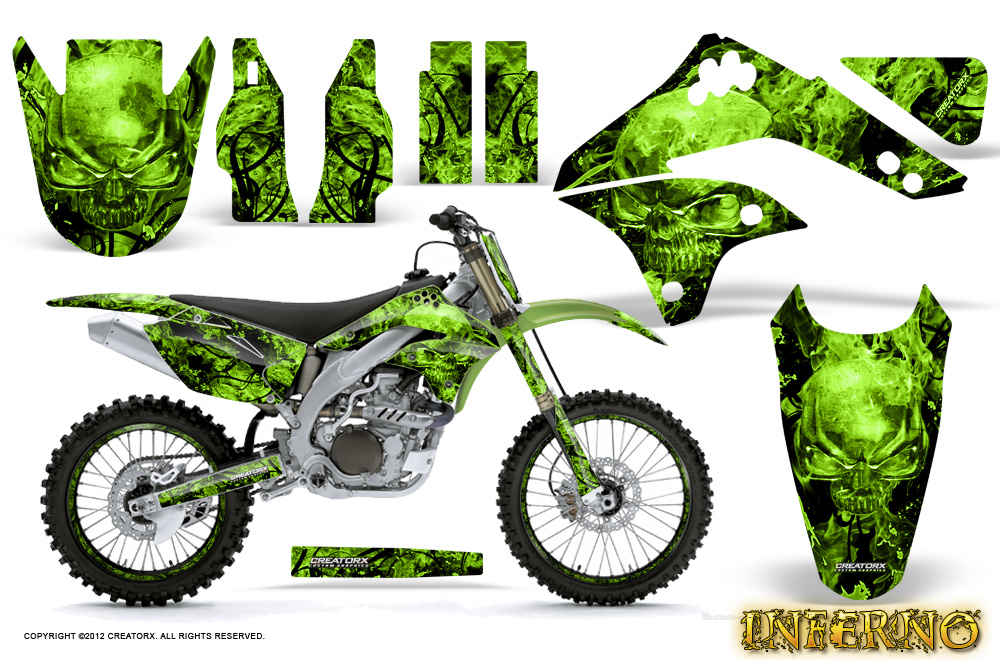 Kawasaki KX450F 06 08 Graphics Kit Inferno Green NP Rims